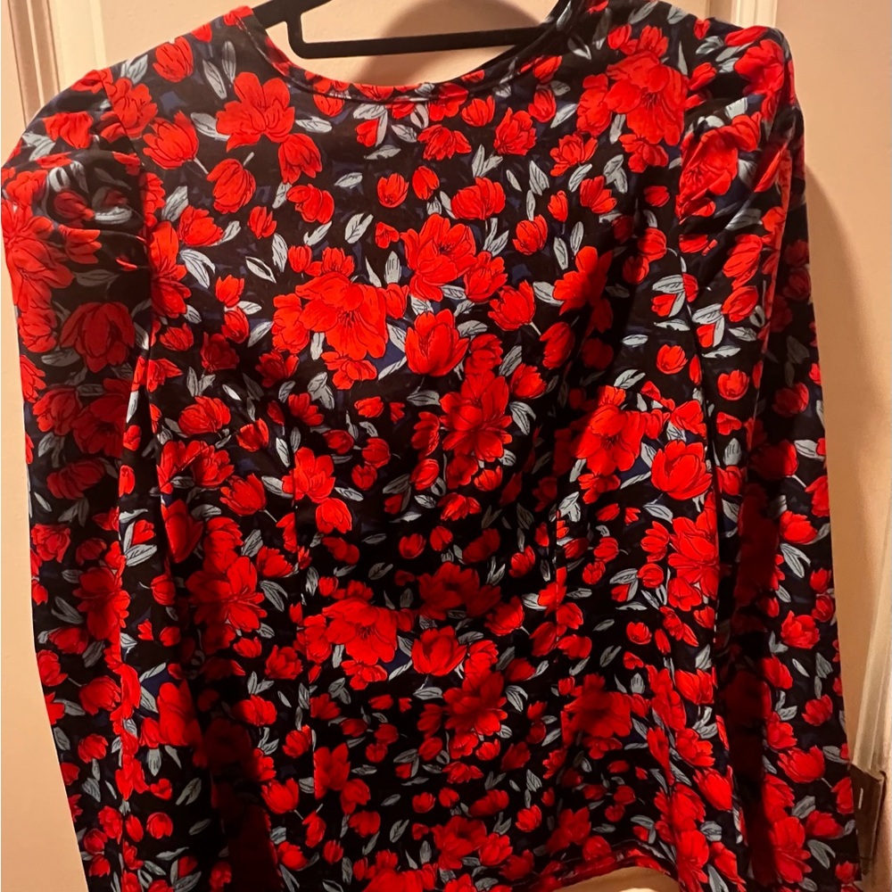 Floral Red and Black Women's Top